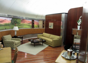 Interior of the Dymaxion House, designed by Buckminster Fuller.